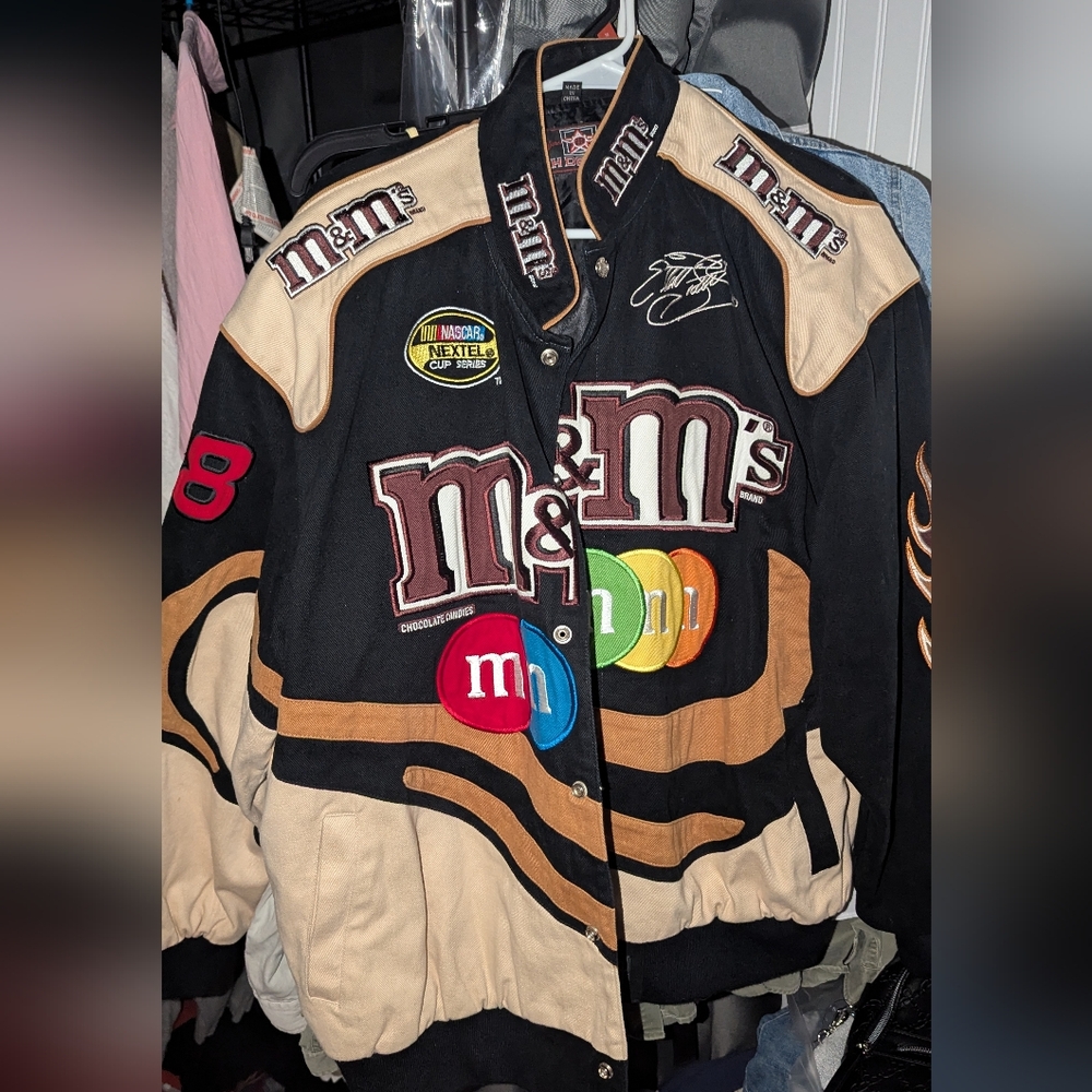 M&M's Branded Men's Black and Tan Racing Jacket